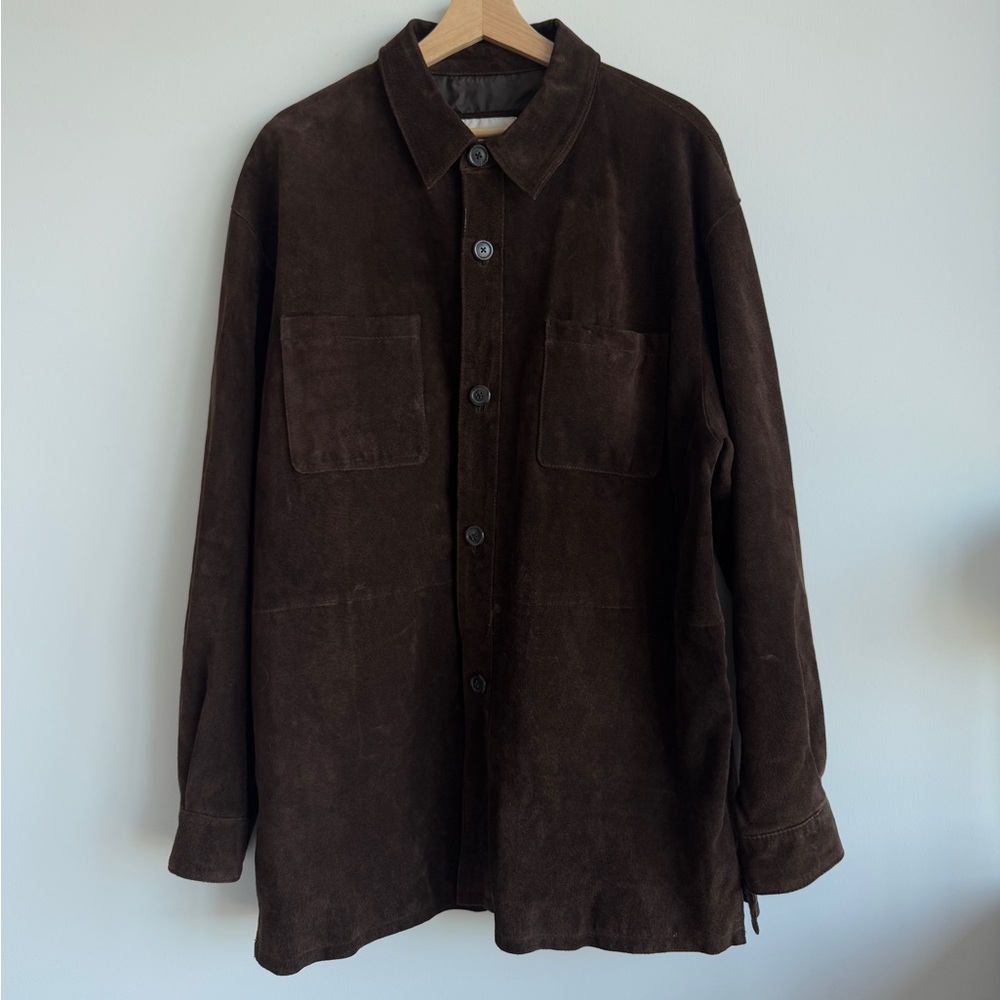 Vintage Men's Brown Suede Leather Jacket - Large
